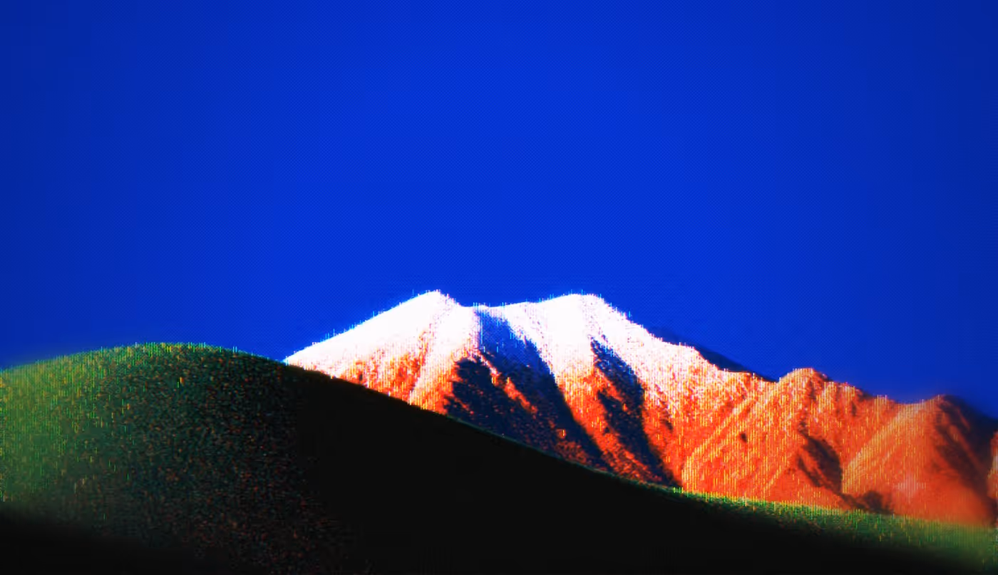 Dithered orbital horizon over a mountain sunrise